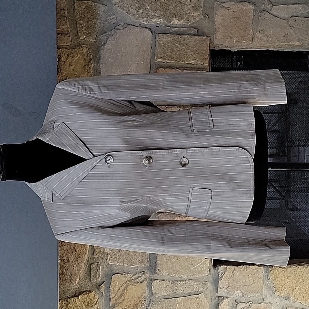 Ann Taylor khaki pinstripe blazer, 10 petite